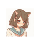[アレンジ用]ゆるっと脱力系猫耳の女の子（個別スタンプ：16）