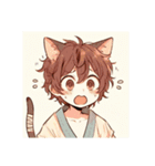 [アレンジ用]ゆるっと脱力系猫耳の男の子（個別スタンプ：1）