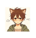 [アレンジ用]ゆるっと脱力系猫耳の男の子（個別スタンプ：3）