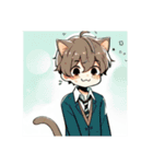 [アレンジ用]ゆるっと脱力系猫耳の男の子（個別スタンプ：4）