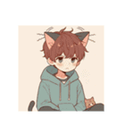 [アレンジ用]ゆるっと脱力系猫耳の男の子（個別スタンプ：5）