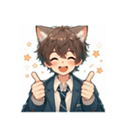 [アレンジ用]ゆるっと脱力系猫耳の男の子（個別スタンプ：6）