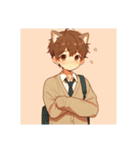 [アレンジ用]ゆるっと脱力系猫耳の男の子（個別スタンプ：7）