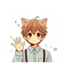 [アレンジ用]ゆるっと脱力系猫耳の男の子（個別スタンプ：9）