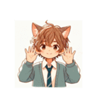 [アレンジ用]ゆるっと脱力系猫耳の男の子（個別スタンプ：12）