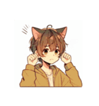 [アレンジ用]ゆるっと脱力系猫耳の男の子（個別スタンプ：15）