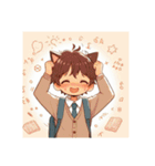 [アレンジ用]ゆるっと脱力系猫耳の男の子（個別スタンプ：16）