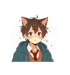 [アレンジ用]ゆるっと脱力系猫耳の男の子（個別スタンプ：17）