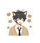 [アレンジ用]ゆるっと脱力系猫耳の男の子（個別スタンプ：24）