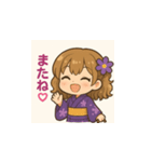 ゆるふわ浴衣女子の夏用LINEスタンプ2（個別スタンプ：3）