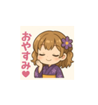 ゆるふわ浴衣女子の夏用LINEスタンプ2（個別スタンプ：14）