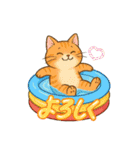 収まりネコシリーズ、ビッグシリーズ 夏（個別スタンプ：3）