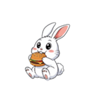 【ハンバーガーを食べるウサギ】（個別スタンプ：2）