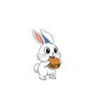 【ハンバーガーを食べるウサギ】（個別スタンプ：3）