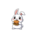 【ハンバーガーを食べるウサギ】（個別スタンプ：4）