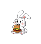 【ハンバーガーを食べるウサギ】（個別スタンプ：6）
