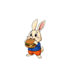 【ハンバーガーを食べるウサギ】（個別スタンプ：8）