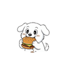 【ハンバーガーを食べる犬】（個別スタンプ：3）