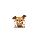 【ハンバーガーを食べる犬】（個別スタンプ：4）