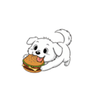 【ハンバーガーを食べる犬】（個別スタンプ：6）