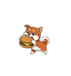【ハンバーガーを食べる犬】（個別スタンプ：7）