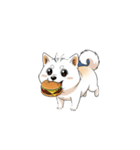 【ハンバーガーを食べる犬】（個別スタンプ：8）