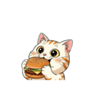 【ハンバーガーを食べる猫】（個別スタンプ：1）