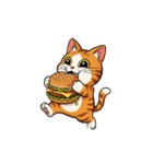 【ハンバーガーを食べる猫】（個別スタンプ：2）