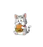 【ハンバーガーを食べる猫】（個別スタンプ：3）