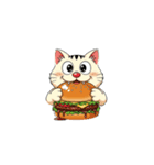 【ハンバーガーを食べる猫】（個別スタンプ：4）