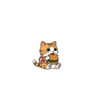 【ハンバーガーを食べる猫】（個別スタンプ：5）