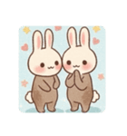 うさぎ×ハリネズミのカップル（個別スタンプ：1）