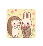 うさぎ×ハリネズミのカップル（個別スタンプ：2）