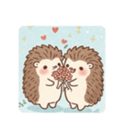 うさぎ×ハリネズミのカップル（個別スタンプ：5）