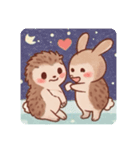 うさぎ×ハリネズミのカップル（個別スタンプ：11）