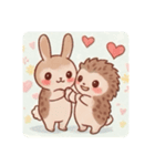 うさぎ×ハリネズミのカップル（個別スタンプ：14）