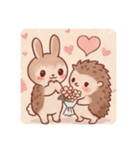うさぎ×ハリネズミのカップル（個別スタンプ：18）