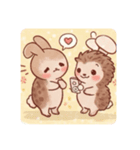 うさぎ×ハリネズミのカップル（個別スタンプ：24）
