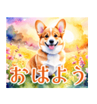 水彩感じるコーギースタンプ（個別スタンプ：2）