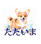水彩感じるコーギースタンプ（個別スタンプ：13）