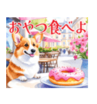 水彩感じるコーギースタンプ（個別スタンプ：22）