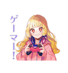 パーカーの女の子★ゲーマーライフ（個別スタンプ：1）