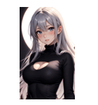 黒いパジャマの女の子の写真（個別スタンプ：7）