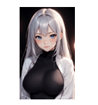 黒いパジャマの女の子の写真（個別スタンプ：34）