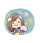 女の子がいっぱい！ 【夏色水彩】（個別スタンプ：35）