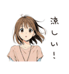 ふつうの女の子★そうめん食べる（個別スタンプ：16）