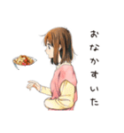 ふつうの女の子★そうめん食べる（個別スタンプ：18）