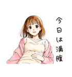ふつうの女の子★そうめん食べる（個別スタンプ：24）