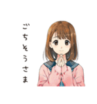 ふつうの女の子★そうめん食べる（個別スタンプ：30）