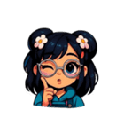 [アレンジ用]メガネの女の子（個別スタンプ：10）